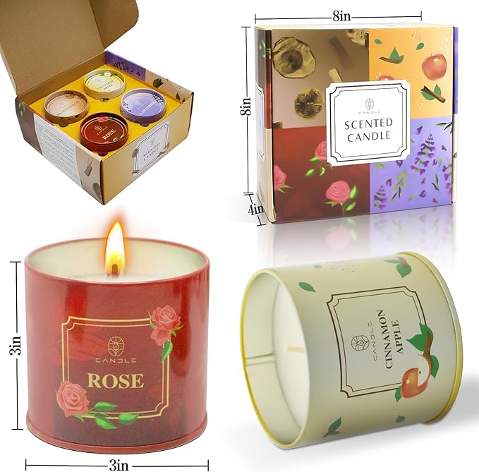 Mothers Day Gifts, Scented Candles, 4 Pack Long Lasting Soy Wax Candles Gift Set Birthday Gifts for Women, Party Favors Decoration