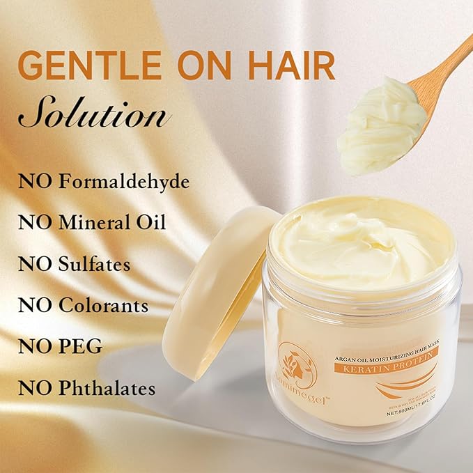 Collagen Hair Mask,Deep Repair Conditioning Argan Oil Hair Mask for Damaged Hair Treatment, Deep Conditioner Hydrating Hair Masque for All Hair Types 16.9oz 500ml
