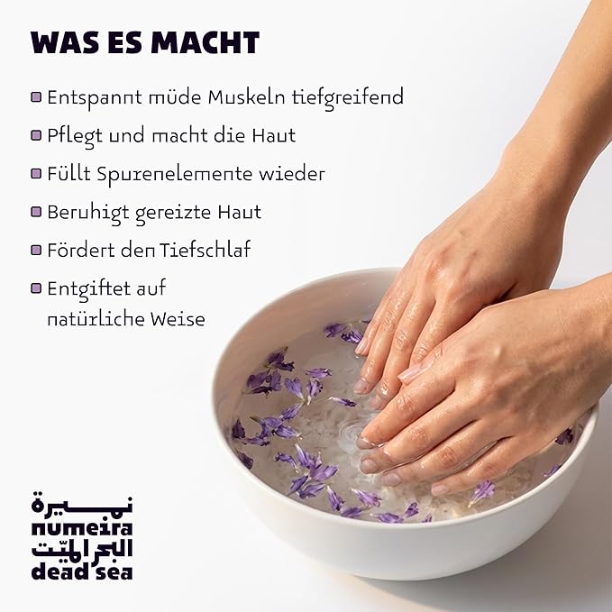 Dead Sea Salts for Soaking - Relaxing Salt Bath Soak for Body Rejuvenation - Natural Mineral Salts - Coarse Dead Sea Salt Bath Salts for Women & Men w/Lavender Infused Essential Oil (8.82 oz)
