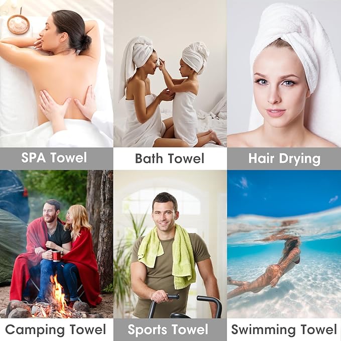 JML Quick Dry Microfiber Bath Towel Set of 2-30x60 Inches Large Absorbent Camping Towel for Gym, Yoga, Swimming, Beach - Fast Drying & Lightweight with Loop, 7X Water Absorption, No Fading & No Lint