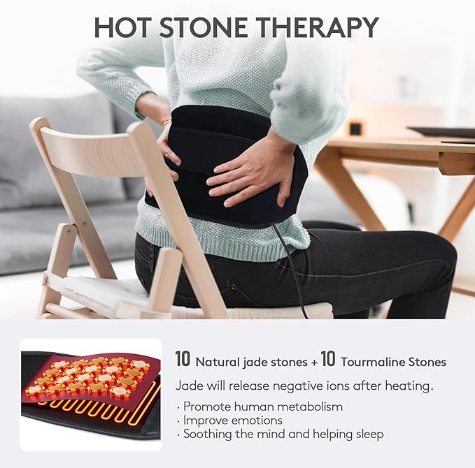 UTK Far Infrared Heating Pad for Back Pain Relief, Hot Enough, Gift for Women Men, Heating Pads for Lower Back, 16 Timers Auto-Off, 20 Natural Jade, 35-55" Adjustable Size