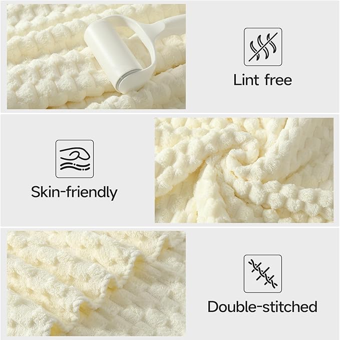 REDKISS Cream Microfiber Towels Set of 6-35x70 Inches Oversized Bath Sheets, Extra Large Bath Towels Set of 6, Super Soft Quick Dry Lint Free Absorbent Waffle Microfiber Shower Towels