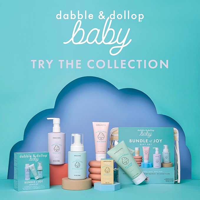 Dabble & Dollop Baby Bubble Bath for Sensitive Skin - Tear-Free & pH-Balanced, EWG-Verified, Fragrance-Free, Long-Lasting Baby Bath Bubbles (10 fl oz, Pack of 2)