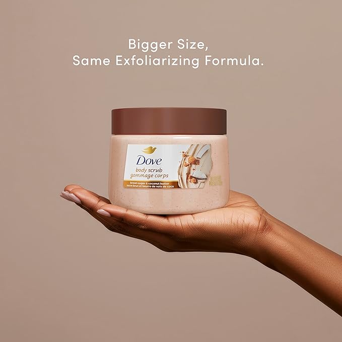Dove Brown Sugar and Coconut Butter Body Scrub Exfoliates and Deeply Nourishes for Smooth, Radiant Skin 15 oz (Pack of 12)