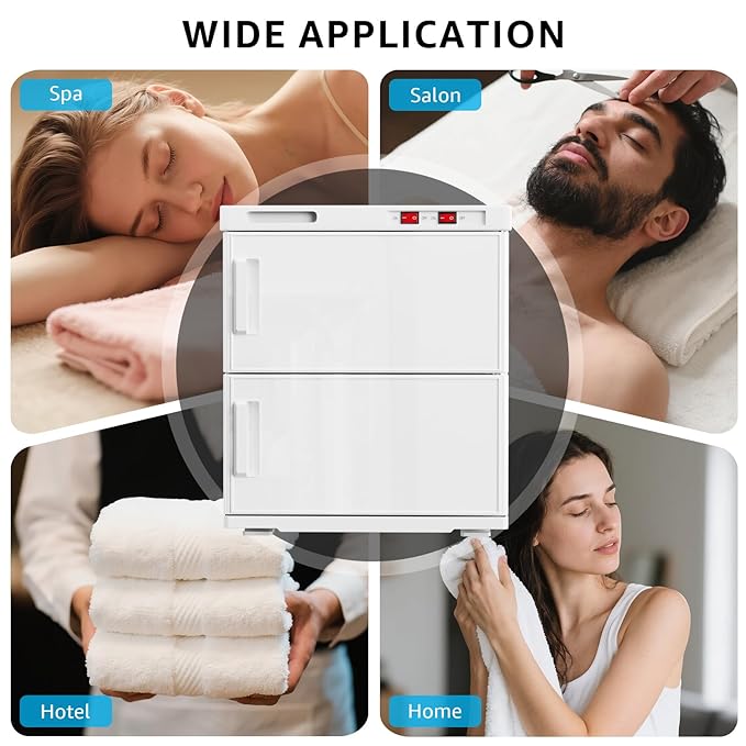 TABU Hot Towel Warmer Cabinet, 32L Large Professional Towel Heater with Stainless Steel Racks & Water Drip Tray, for Spa, Salon, Barber and Home,White