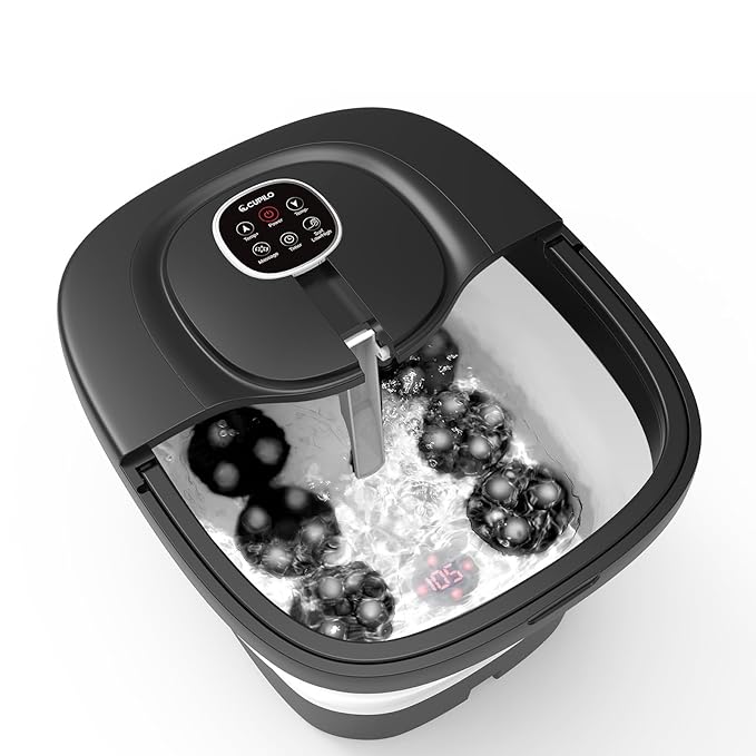 CuPiLo Foot Spa Bath Massager, Upgraded Foot Bath with Circulation Heat, Motorized Shiatsu Massage Balls, Pedicure Soaking Tub with Waves, Remote, Handle, Feet Stress Relief, Gifts