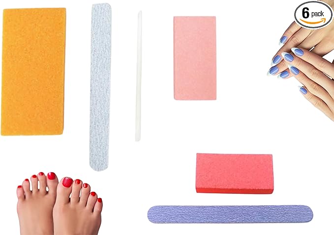 Disposable Nail Care Kit Set, 4-in-1 Pedicure Kit with Pumice Sponge and 2-in-1 Manicure Kit with Buffer for Nail Salon or Home Use - Travel Friendly – Colors May Vary