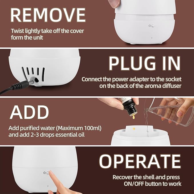 Humidifiers for Bedroom,Quiet Cool Mist Humidifier for Baby,Small Essential Oil Diffuser with Auto-Off Function, Ultrasonic Air humidifier for Plants/Home/Nursery/Office,Home Scent Diffuser (White)