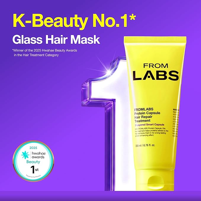 FROMLABS Protein Capsule Hair Repair Treatment, 3-Minute Keratin Hair Mask & Deep Conditioner for Damaged, Repair & Strengthen, Instant Detangling, Anti-Frizz, Low-pH, Fine-Hair Safe, 6.76 fl oz