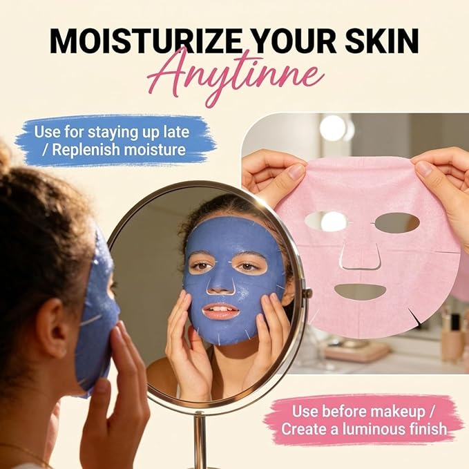 Collagen Face Masks Skincare Bulk,Hydrating Spa Face Mask Beauty for Sensitive Skin,Sheet Mask for Women Skin Care, Facial Mask Sets for Teen Girls (7 Masks)