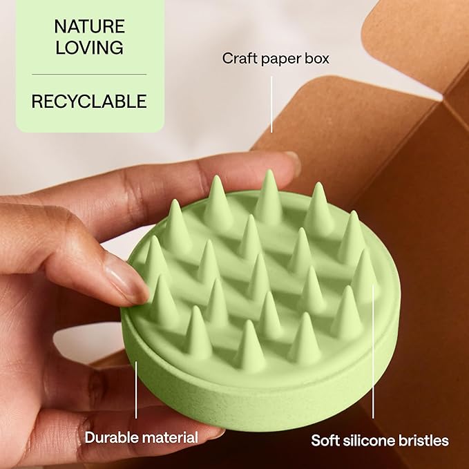 Silicone Scalp Scrubber for Dandruff – Serum, Balm, & Hair Oil Applicator – Scalp Massager Hair Growth for Men, Women – Shampoo Massager Brush or Head Scratcher – Alternative to Shower Comb (Green)