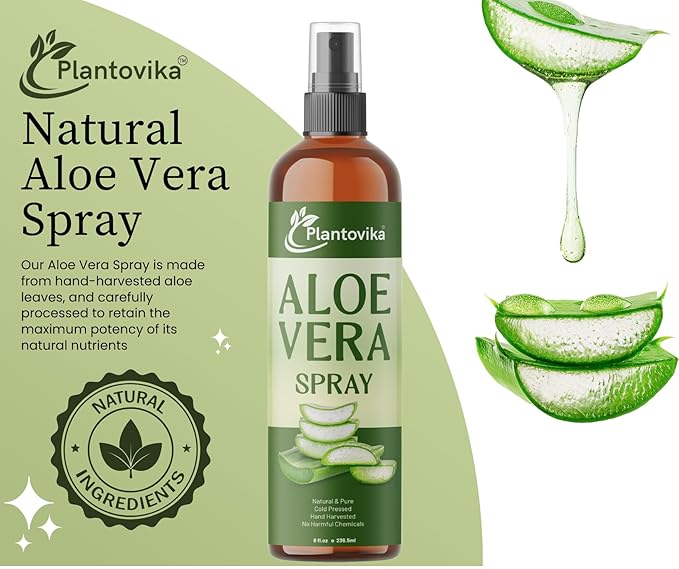 Aloe Vera Facial & Body Mist, 8 Fl Oz, Hydrating Face, Neck, hair and Skin Spray. Sunburn Relief & After Sun mist