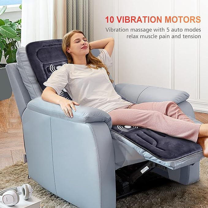 COMFIER Massage Mat Full Body,Massage Pad with 10 Vibration Motors,Back Massager Pad with Heat