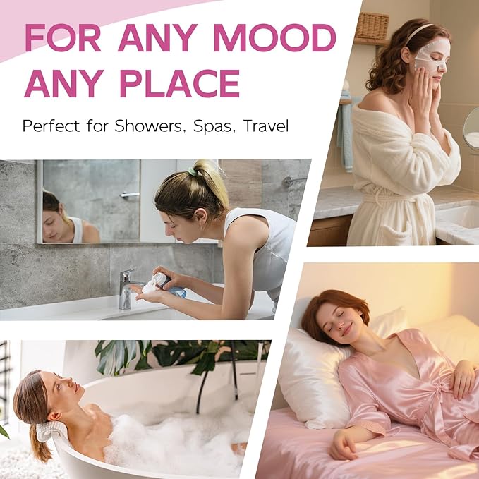 Years Calm Waterproof Shower Cap for Women - Double Sided Design for Long Thick Hair, Secure Fit & Flexible Elastic Band, Reusable Bath Cap for Shower, Spa, Travel (Mood Switch 6)