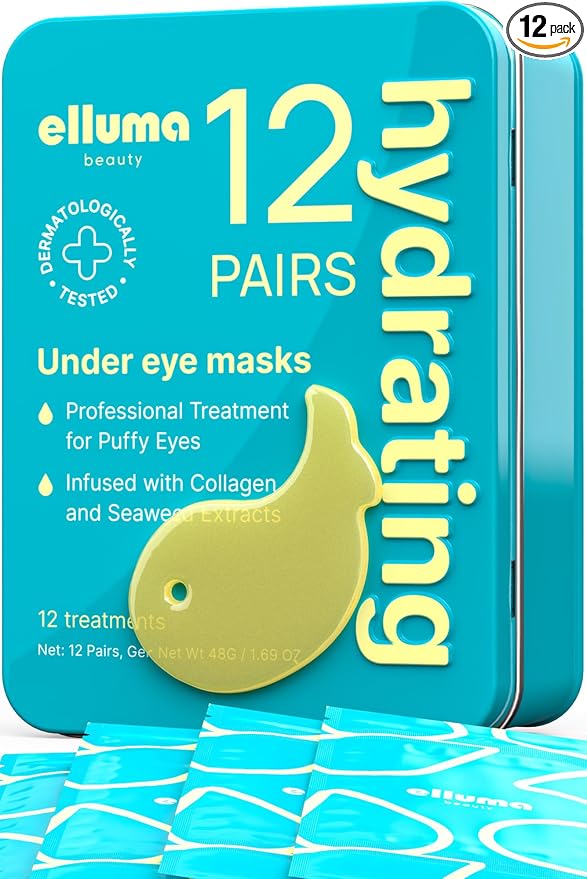Under Eye Patches 12 Pairs of Themed Hydrogel Eye Gel Pads - For Puffy Eyes and Dark Circles, Under Eye Bags, Wrinkles - Hydrating Set with Seaweed Extracts
