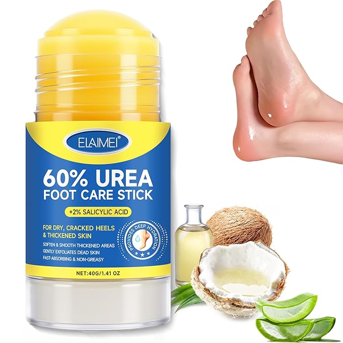 Urea Cream Stick 60% + 2% Salicylic Acid, Foot & Hand Balm for Dry, Cracked Heels & Rough Skin, 60 Percent Urea Lotion for Feet Maximum Strength,Callus Remover & Skin Softener, Soften Dead Skin1.4 oz