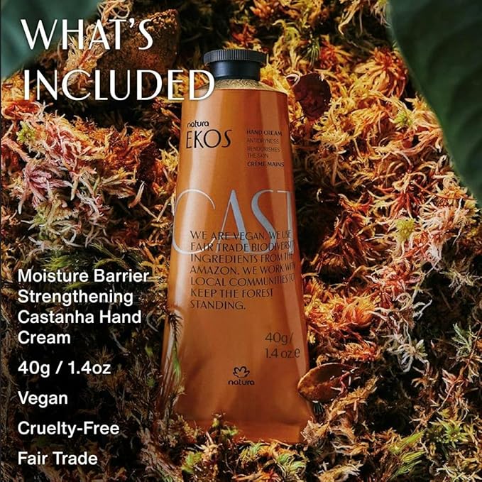 Natura - Brazil Nut Hand Cream Travel Size- Anti-Dryness Castanha Hand Balm - 24-Hour Deep Hydration Moisturizer - Vegan - Brazilian Beauty Secrets - Self Care & Body Care - 1.4oz (40g)