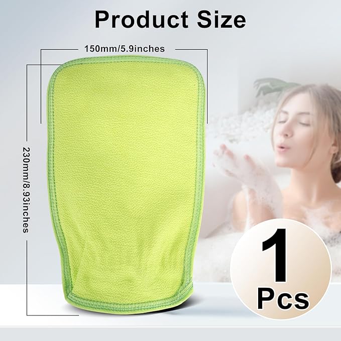 1PCS (GREEN) Durable Body Scrub, Dead Skin Remover & Body Scrubber Exfoliator, Body Exfoliating Gloves for Shower, washcloth exfoliating, exfoliating glove for Smooth Skin
