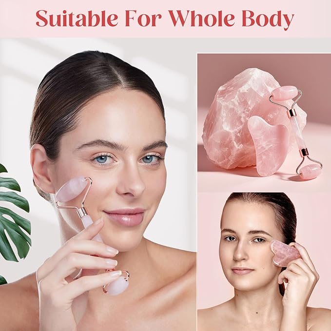 Mothers Day Gifts for Mom, Women, Wife, Teen Girls - Gua Sha & Jade Roller Facial Tools Gifts Set, Self Care Spa & Bath Gift Baskets for Women, Christmas, White Elephant, Birthday Gift