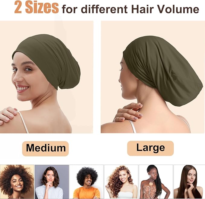 Satin Bonnet for Sleeping Night Cap, Adjustable Satin Lined Silk Bonnets Sleep Cap for Curly Hair Braids Beanie Black Women