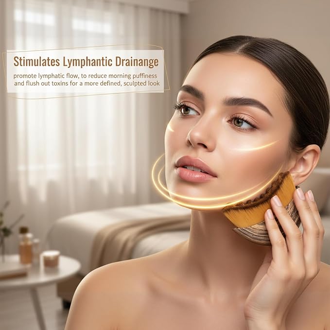 Lymphatic Drainage Face Brush – Dry Brush for Face Lifting & Contour, Manual Facial Cleansing Brush with Soft Bristles, Gua Sha Alternative for Reducing Puffiness & Face Sculpting