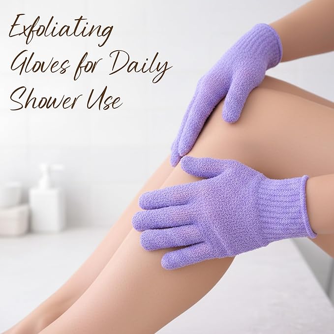 4 Pairs Exfoliating Gloves for Shower, Shower Gloves, Body Scrubber, Korean Exfoliating Mitt Body Scrubber, Microfiber Bath Gloves, Exfoliate Sponge Loofah Wash, Shower Scrubber