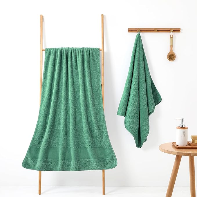 REDKISS Towels 2 Pack Luxury Extra Large Bath Towels Set 30 x 58 Inches – 100% Cotton, Ultra Soft Highly Absorbent & Quick Dry Towels for Bathroom, Gym, Hotel, Spa, Aurora Green