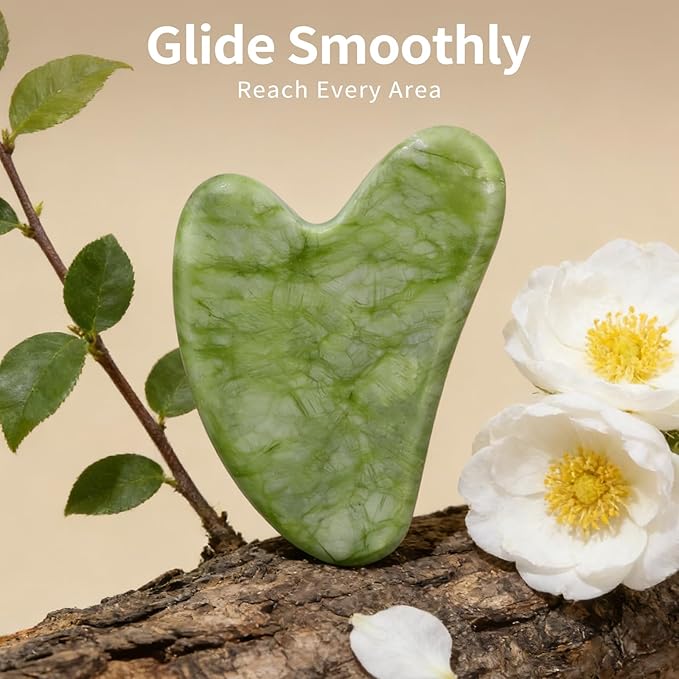 huefull Natural Xiuyan Jade Gua Sha Tool for Face & Body, Self-Care Gift for Women & Men