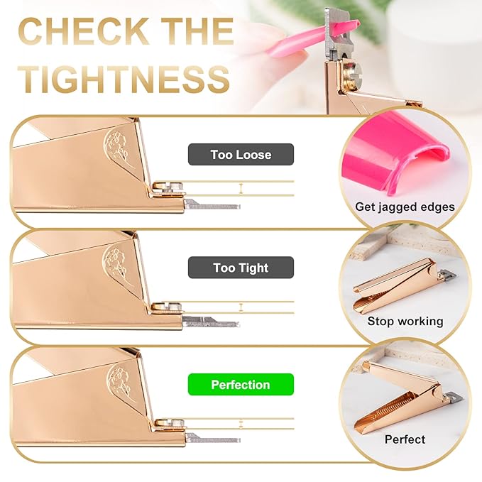 Nail Clippers for Acrylic Nails, Gold Premium Stainless Steel Fake False Acrylic Nail Cutter, Sharp Blade Nail Manicure Nail Tips Clipper for Salon Home DIY Nail Art Beauty Design by GA&EN