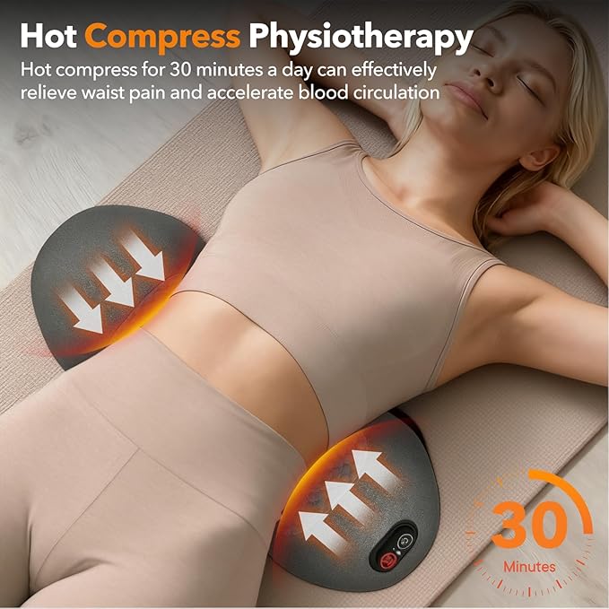 3-in-1 Neck Massager Pillow with Heating & Cervical Traction, Ergonomic Cervical Pillow for Neck Back Shoulder Pain Relief,Cervical Traction Suppor, Mathers Day Gifts (Gray Lumbar Pillow)