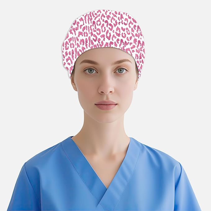 2 Pcs Working Cap with Sweatband for Women Men, Adjustable Cleaning Working Hats, Nurse Surgical Caps