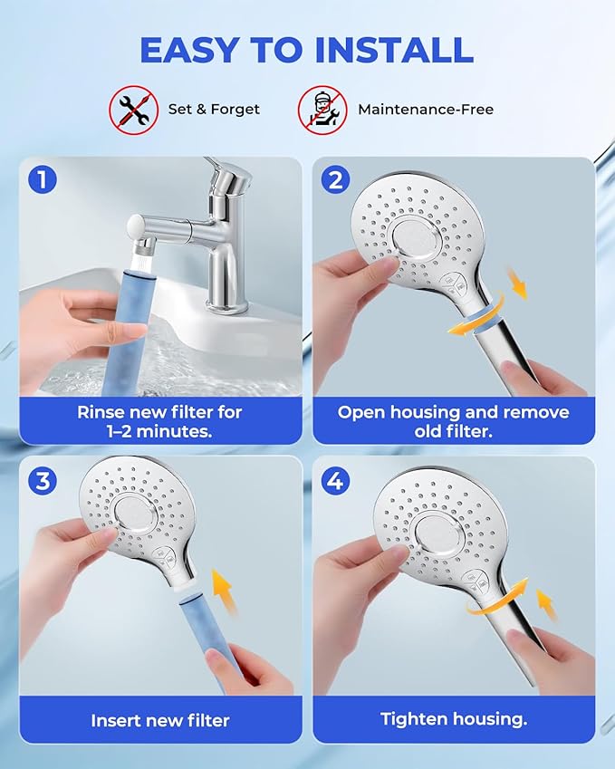 FanpBow 4 Pack Shower Head Filter Replacement Cartridge Compatible with MakeFit SSJ781/DSSJ781/DSSJ781-01& HOPOPRO HSF-002, Multi-Stage Shower Filtration Removes Chlorine, Fluoride and Heavy metals