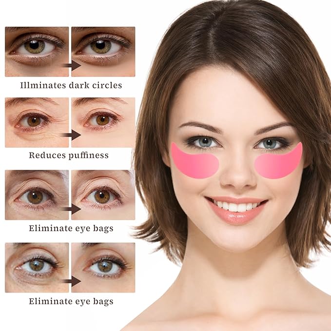 Psyqtsuary 5 Pairs Silicone Under Eye Patches, Reusable Eye Patches Plump Fine Lines & Wrinkles Washable Non-slip Silicones Wrinkle Patche Overnight for Dark Circles and Puffiness