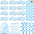 48 Pcs Spa Party Supplies Sleepover Essentials Gift for Mother's Day Spa Headband Plush Eye Mask Claw Clips Organza Bag for Women Adult Slumber Party Supplies (Blue)