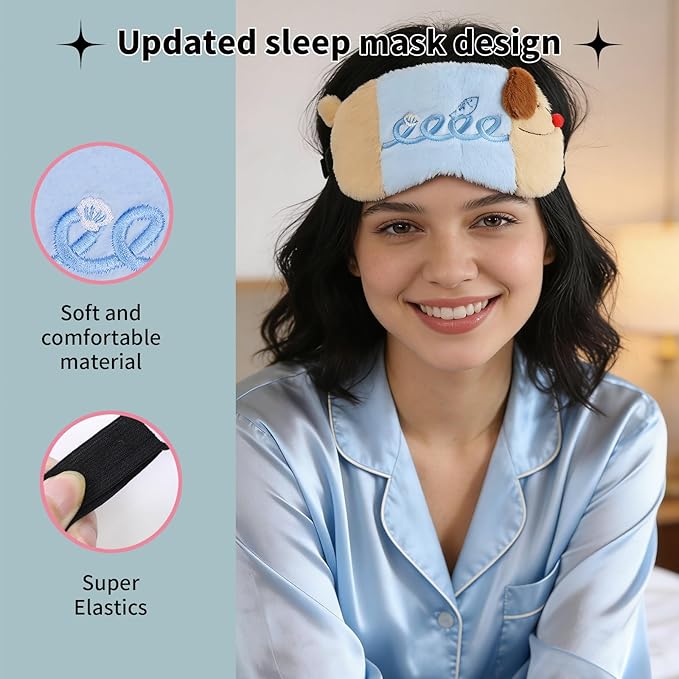 PERFECTSIGHT Sleep Eye Masks, Cute Sleep Eye Cover Lightweight Adjustable Eyeshade Mask Cover for Women Men Sleep Travel Nap, Fish Dachshund
