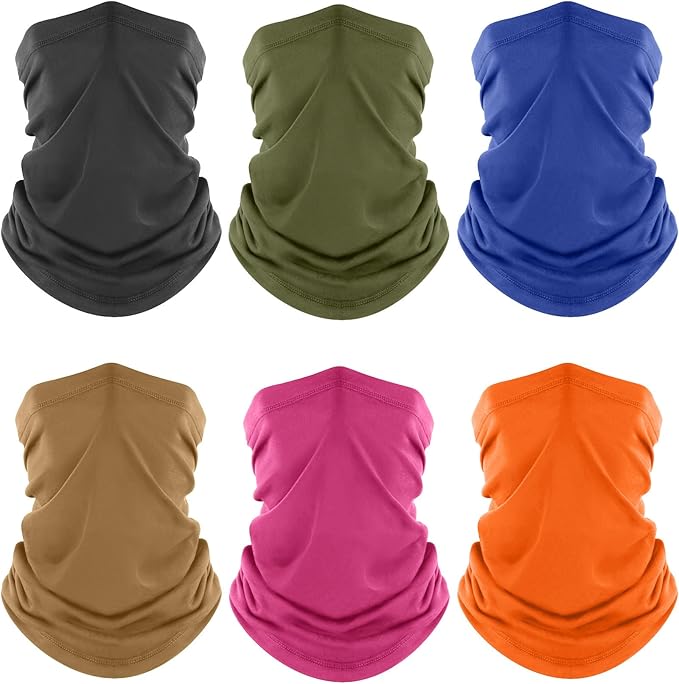 Fuinloth Neck Gaiter, 6 Pack Cooling UV Protection Bandana Face Mask Gator Scarf for Men Women