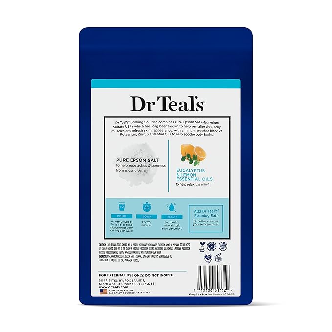 Dr Teal's Pure Epsom Salt,Restorative Minerals with Magnesium,Potassium & Zinc,3 lbs,(Pack of 2)
