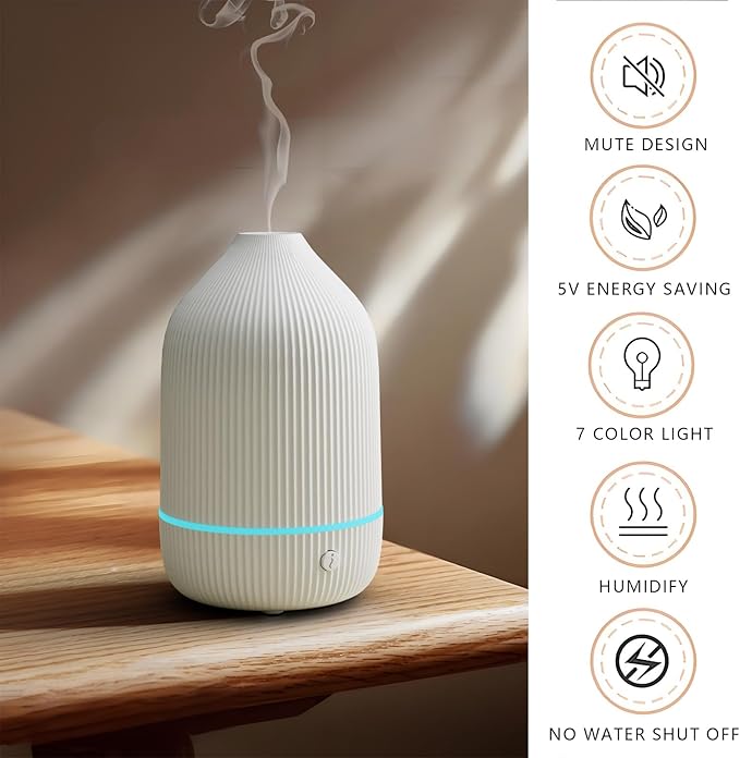 SOICARE Diffuser,USB Plug-in Car Portable Aromatherapy Diffuser,Essential Oils for Diffusers with 7 Colors Lights 2 Switch Mode Waterless Auto Off for Car Home Office Room (USB Power)