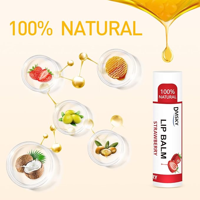 DMSKY 60 Pack Lip Balm, Natural Lip Balm Bulk with Vitamin E and Coconut Oil, Moisturizing Lip Care for Dry Chapped Lips, Party Favors-12 Flavors