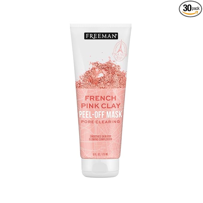 Freeman Exotic Blends French Pink Clay Peel-Off Face Mask, Pore Clearing Facial Mask, Detoxifies & Removes Impurities, Clean Skincare, For Normal & Combination Skin, 6 fl. oz./175 ml. Tube