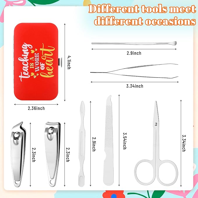 24 Sets Teacher Appreciation Manicure Gifts for Women 24 Nail Clippers Pedicure Kit Stainless Steel Grooming Inspirational Kits 24 Bags 24 Cards Thank You Gifts for End of Year Teachers Gift