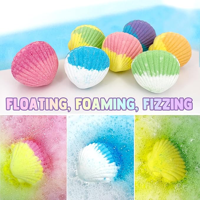 Clear&Fresh Magic Shell Bath Bombs for Kids with Surprise Jewelrys Inside, 9 Extra Large Bath Salts with Calming and Long Lasting Scent, Natural Bubble Bath Bombs for Girls Sensitive Skin