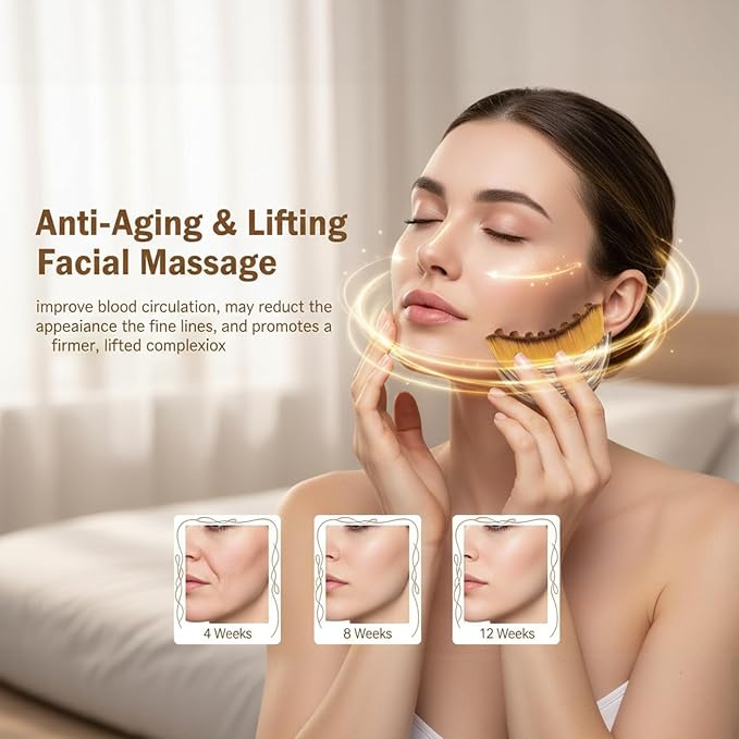 Lymphatic Drainage Face Brush – Dry Brush for Face Lifting & Contour, Manual Facial Cleansing Brush with Soft Bristles, Gua Sha Alternative for Reducing Puffiness & Face Sculpting