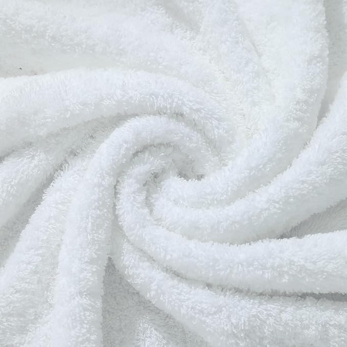 Aibaser Towels - Premium 100% Cotton Bath Towels Set (27 x 54 inches), Lightweight and High Absorbency Quick Drying (White)