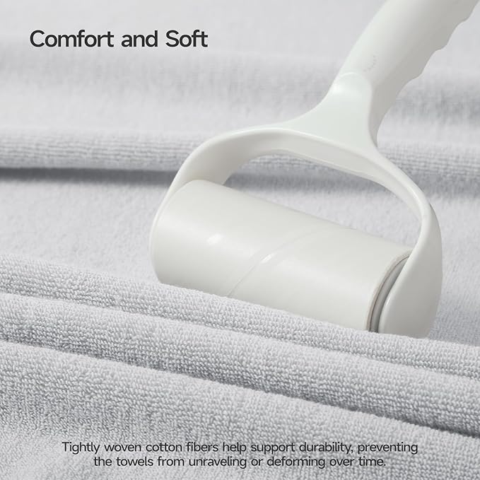 ecolook Bath Towels Set of 4,100% Cotton,27 x 55 Inches,Quick-Drying & Absorbent,Soft,Lightweight Towels for Bathroom,Shower,Spa, Gym & Hotel,Light Gray