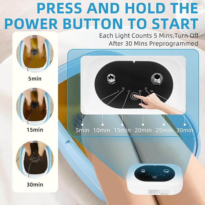Ionic Foot Bath Detox Machine, Ionic Foot Spa to Remove Toxins with 2 Arrays, 80 Disposable Foot Bath Liners, Detoxification Sea Salt, Folding Bathtub, Gift for Women & Men