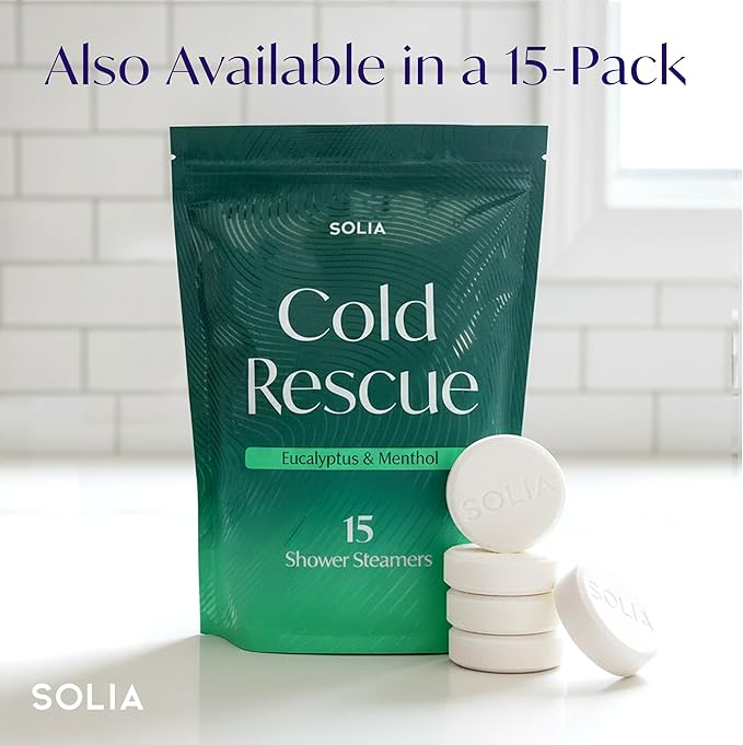 Solia Shower Steamers Eucalyptus and Menthol 7-Pack - Patent-Pending - Real Essential Oil Eucalyptus Shower Bombs Gift Set, Menthol Tablets, Spa Steamers Aromatherapy Selfcare Bath Gifts for Women