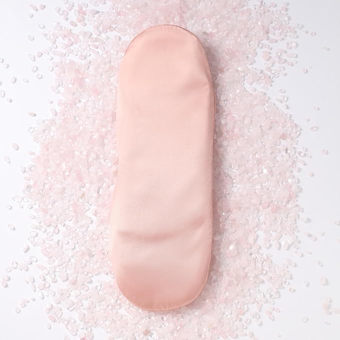 Weighted Eye Pillow for Relaxation, Sleeping, Yoga, SPA and Travelling, 100% Natural Rose Quartz,Cooling Eye Pillow, Reusable and Good Relaxation Gift for Women