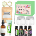 Body Scrub Making Kit- Make Your Own Salt Body Scrub set with Almond Oil, Essential Oils, Moisturizing and Exfoliating Dry Skin, Hand, Foot, DIY Organic Body Scrubs Gifts For Women & Men