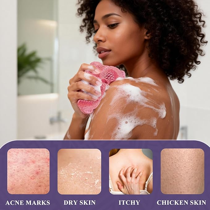 SPMKTBOZAI African Net Sponge Authentic, 3 Pieces African Exfoliating Sponge Real African Net, Shower Loofah Exfoliating Bath Sponge, Body Scrubber for Women and Men Daily Use Body Care